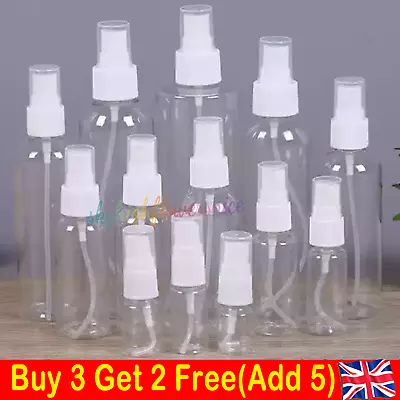 5-200ml Transparent Spray Bottle Plastic Refillable Small·Travel Mist EmptyNew • £2.75