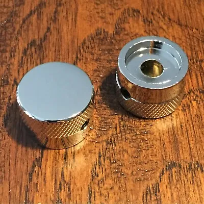 (2) / GRETSCH Style / CHROME Guitar Knobs / NO Logo / Fits .25  Pots / Set-Screw • $19.95