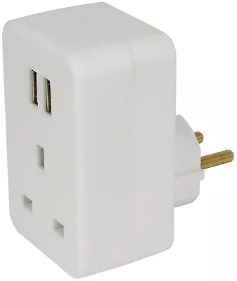 UK To EU Travel Adapter UK To European Plug Adapter With 2 USB Ports • £8.99