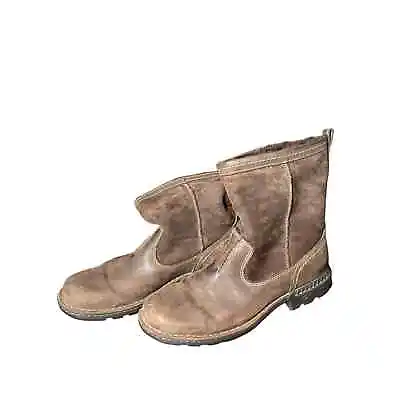 UGG Men's Ankle Boots Beacon Sherpa Leather Sheepskin Lined Brown Sz. 10.5 • $63.99