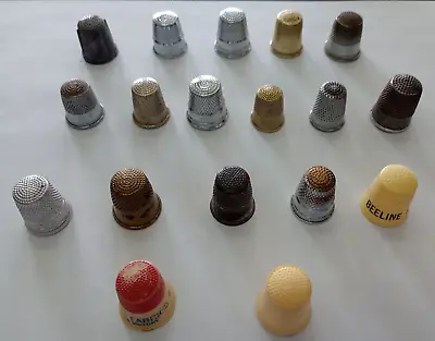 Lot Of 18 Vintage Metal Thimbles Estate Various Metals Sizes • $18