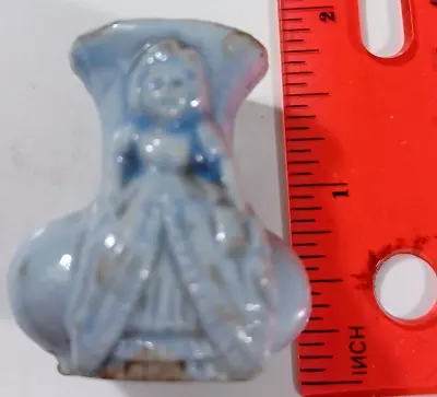 Vintage Lady In Gown Dress Blue Ceramic Miniature Vase Figurine JAPAN • $11.45