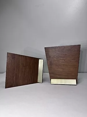 Vtg Pair Duk-It McDonald Walnut Stainless MCM Bookends W Paper Label • $34