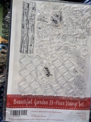 £4.99 • Buy Large A4 Cling Stamp Set 28 Pc Beautiful Garden, Robin,trellis, Floral...