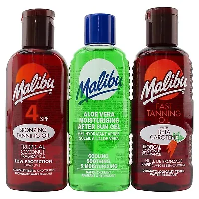 Malibu Essential Travel Pack 3pc - Fast Tanning Bronzing Oil After Sun Lotion • £10.99