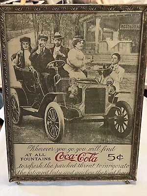 COCA-COLA AT ALL FOUNTAINS : VINTAGE REPRODUCTION POSTER *X !0 Standing Frame • $30