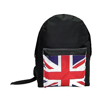 Bermoni Classic Black Day Pack Backpack With Printed Union Jack Flag • £9.99