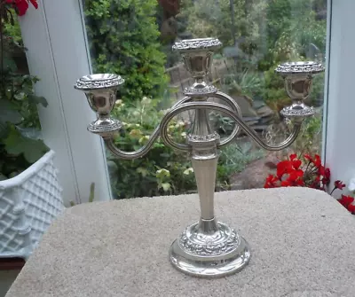 Silver Plated 3 Arm Candelabra By Ianthe In Excellent Condition. • £39.50