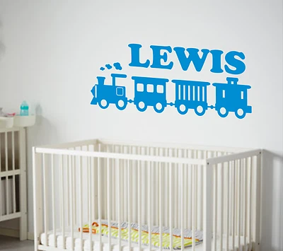 Toy Train And Name Wall Art Childs Roomcotbaby Sticker In Vinyl  • £6.99