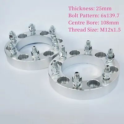 2PCS Upgraded 25mm 6x139.7 Wheel Spacer Grade 12.9 Bolt For Ford Ranger PX PJ PK • $89.10