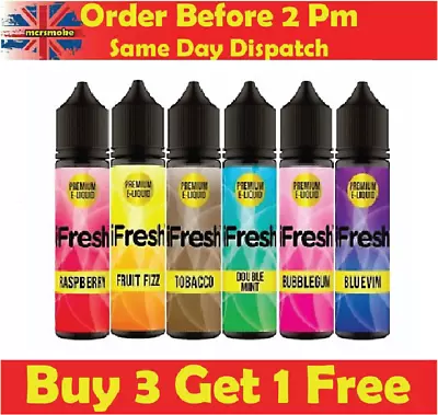 IFresh E Liquid 50ml & 2x 50ml 0Mg Vape Juice All Flavors 70Vg/30Pg UK Seller • £7.45