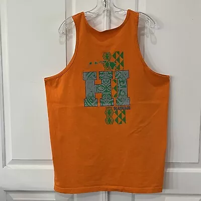 HI Hawaii Tank Top Shirt Adult XL Orange 2 Side Graphic Sleeveless Mens • $15.88