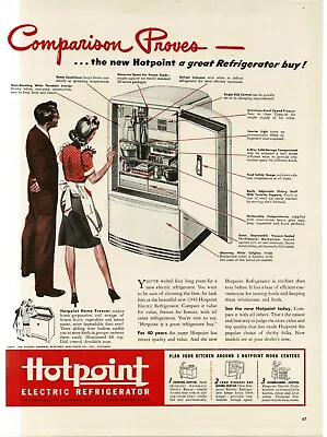 1946 Hotpoint Electric Refrigerator Freezer Art Vintage Print Ad 1 • $8.95