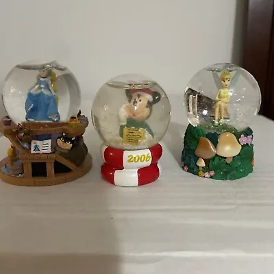 Disney Mini Snow Globes / Mickey Mouse / Cinderella / Tinker Bell / Lot Of 3 • $9