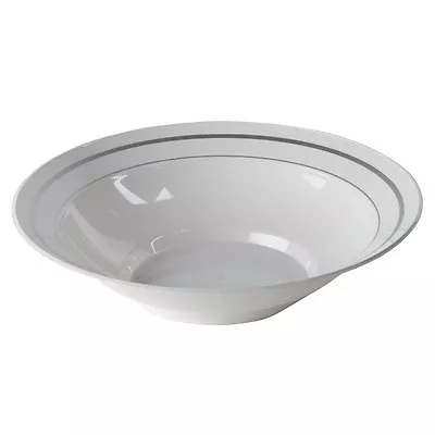 WNA Masterpiece Round Polystyrene Bowl White With Silver 10 Oz. | 150/Case • $111.91