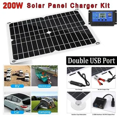 200W Solar Panel 12V Trickle Battery Charger 100A For Caravan Car Van Boat Kit • £25