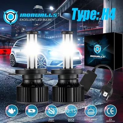 IRONWALLS H4/9003 LED Headlight Bulbs Kit High Low Dual Beam 6500K White Bright • $33.99