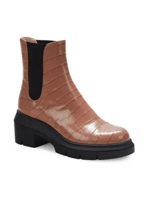 STUART WEITZMAN Norah Tan Alligator Embossed Leather Boots - EU 36 / US 5.5 Wide • $299.99