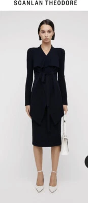 $350 • Buy SCANLAN THEODORE  Draped Crepe Knit Cardigan Black SizeL