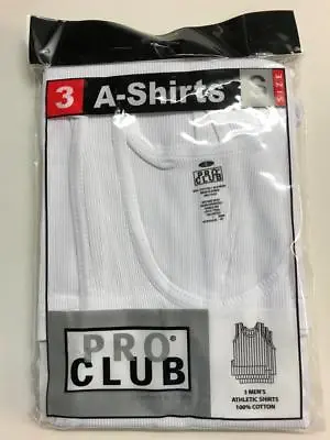 3 New PROCLUB MEN'S A-shirts White Tank Top Undershirts Pro Club SMALL-7XL 3PC • $16