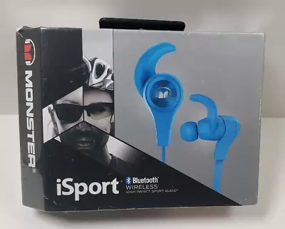 Monster ISport Bluetooth Wireless High Impact Sport Audio In-Ear Headphones BLUE • $25