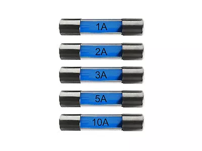 20mm Glass Fuses 1-10 Amp Pack Of 10 Universal Quick Blow Type For Car Vehicle • £1.69