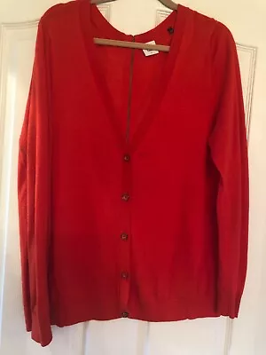 Cabi Sweater Womens Large Red Cardigan Back Zip Style 3155 Cobblestone • $11