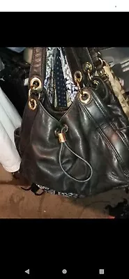 Michael Kors Large Black Handbag Purse Soft Leather Gold Plated Hardware Accents • $32.40