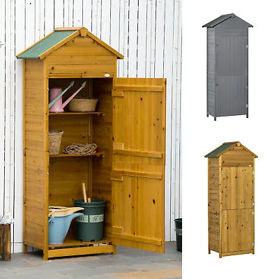 Wooden Garden Storage Shed Tool Cabinet W/ Two Lockable Door • £129.99