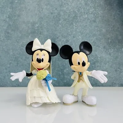 £11.99 • Buy 2pcs Disney Mickey Minnie Mouse Figure Toys Wedding Dress Suit Cake Topper 2021