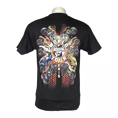 Monster Jam T Shirt Mens Medium 2015 World Tour Grave Digger Black Short Sleeve • $17.99