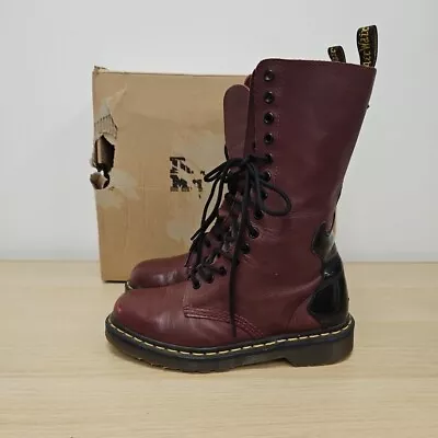 Dr Martens 1914 Rocker Guitar Mid Calf 14 Holes Soft Red Leather Boots Size Uk 5 • £99.99