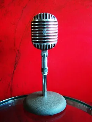 Vintage 1940's Shure Brothers 55 Fatboy Microphone Elvis Deco W Atlas DS-5 Stand • $445