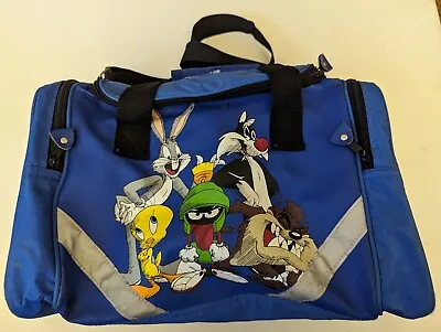 Looney Tunes Duffle Gym Travel Bag Bugs Taz Sylvester Tweety Marvin Vtg 1997 • $19.99