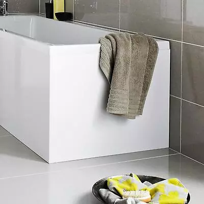 L Shaped Shower Bath End Panel Modern Bathroom White Gloss MDF 680x540mm • £59.98