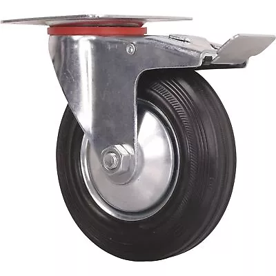 Ironton 5in. Swivel Rubber Caster With Brake 220-Lb. Capacity • $17.99