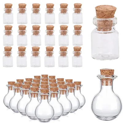 20-400X Small Mini Glass Bottles With Wooden Cork Tiny Wishing Vials Wholesale • $8.99