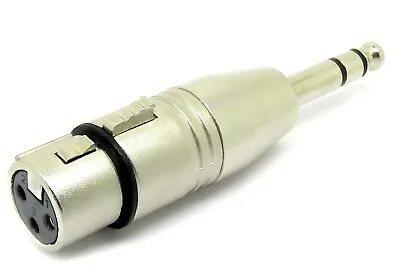 XLR FEMALE To 6.35mm Stereo Jack Plug Microphone Cable Adapter Adaptor PA 6.35 • £2.59