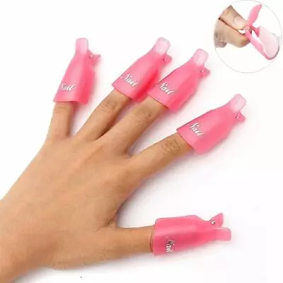 10 PCS Pink Acrylic Nail Art Soak Off Cap Clip UV Gel Polish Remover Wrap Tool • $5.51