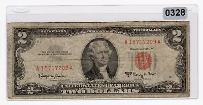 1963 A $2 Red Seal Two Dollar Bill  Vintage Us Banknote Legal Tender Note 328 • $10.99