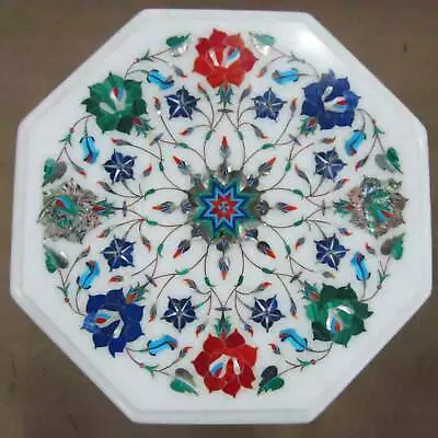 12  White Marble Table Top Center Coffee Inlay Malachite Flower Home Decor Pn • $271
