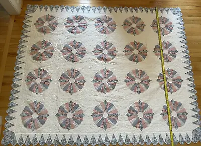 Vintage Dresden Quilt W/  Ice Cream Cone Floral Border Approx 80in X 65in Throw • $65.97
