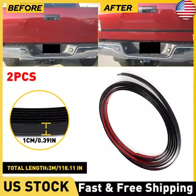 2PCS Car Side Door Black Chrome Strip Bumper Protector Trim Sticker Accessories • $17.08