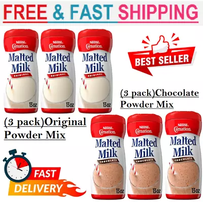 (3 Pack) Nestle Carnation Chocolate & Original Malted Milk Powder Mix 13 Oz.New • $28.50