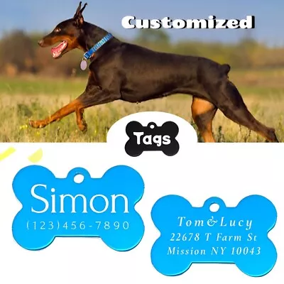 Dog Tag Aluminium Personalized Pet Tags Custom TextAnti-Loss ID Cat Dog Tags • $1.99