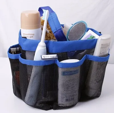 Blue 8 Pocket Quick Dry Shower Mesh Basket Tote Bag Breathable Caddy Bathroom • $5.74