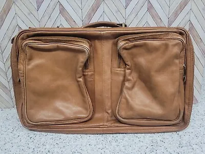 Vintage Genuine Leather Travel Suit Garment Bag Luxury Carry On Made In Columbia • $65