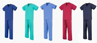 Medical Scrub Uniform TUNIC & TROUSER Set Unisex NHS Compliant Hospital Suit • £9.50