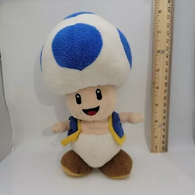 Nintendo Super Mario Bros. Soft Blue Toad 8  Plush Stuffy Stuffed Beanie Toy • $16.99