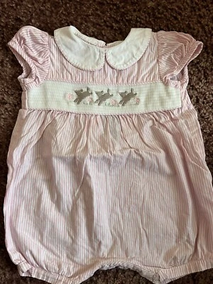 £11.60 • Buy Lapinou Trotters Smocked Shortie Easter Lamb Romper 3-6 Months Girls Worn Once